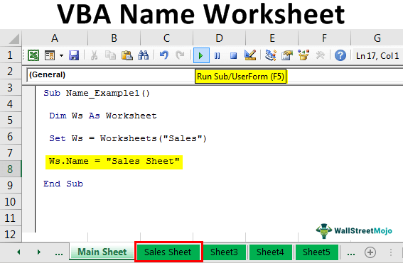 VBA Name WorkSheet Name An Excel Worksheet Using VBA