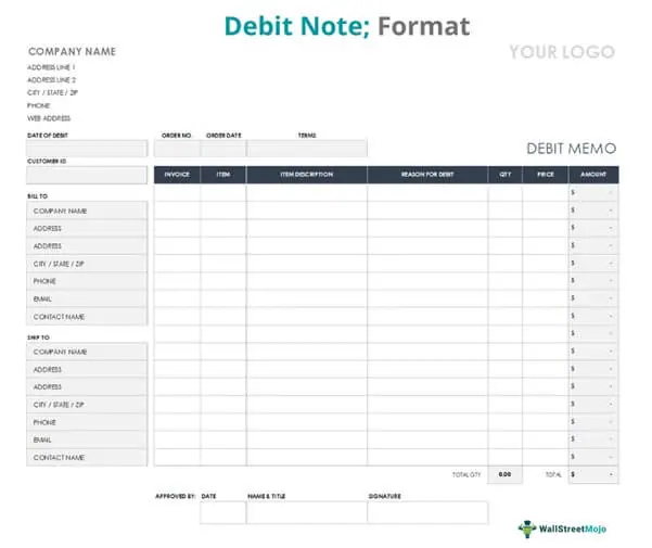 debit note sample