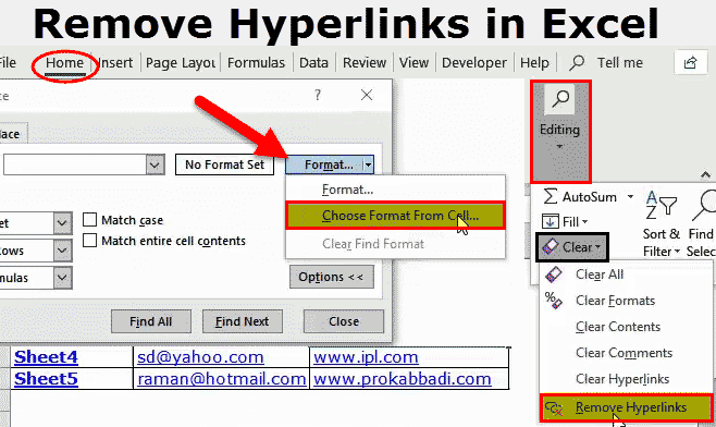 remove hyperlinks in excel 2016