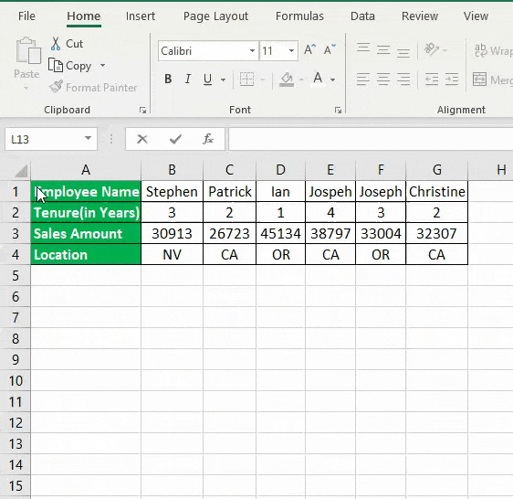 change from row to column in excel