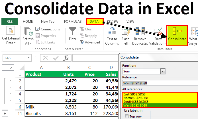 how to consolidate data in excel