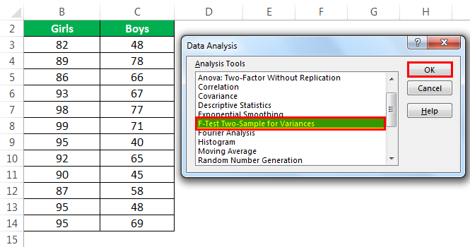 F-Test in Excel - How to Perform, Step by Step Examples