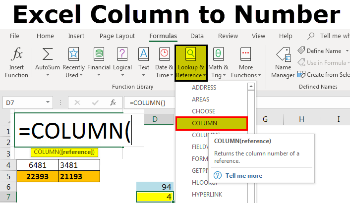 Excel Column To Number Find Column Number By Using Column Function