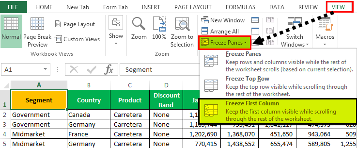 how to freeze a row in openoffice excel