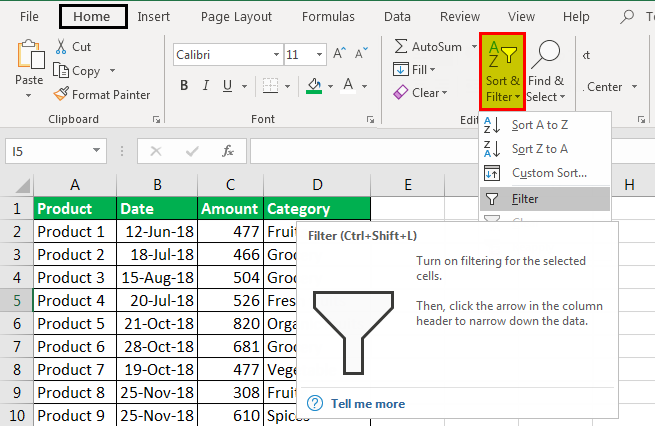 how to do filter in excel shortcut keys