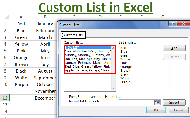 how to add a custom list for data in excel 2010 on a mac