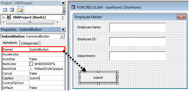 excel database employee userform template