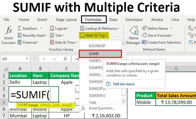 Excel Formula For Sumif Get The Total For Specific Criteria With Ease 4647