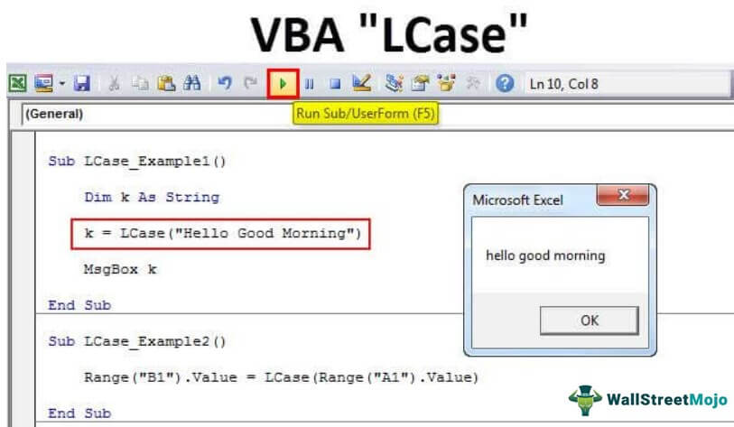 Vba Lcase Function Convert Text To Lowercase Using Vba 7410