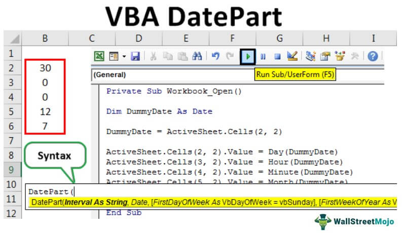 Vba Datepart Function How To Return Specified Part Of Date 0864
