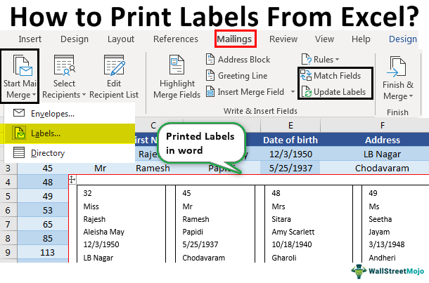 How To Print Address Labels From Excel With Examples 6876