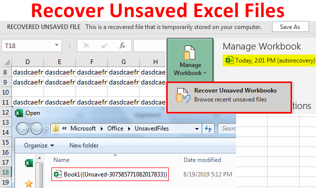 recover excel 2016 file closed without saving