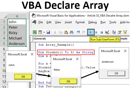 Vba Declare Array How To Declare Arrays In Vba 4715