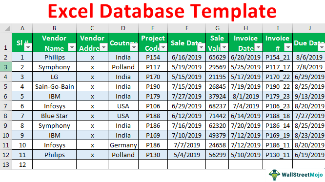 microsoft excel database templates