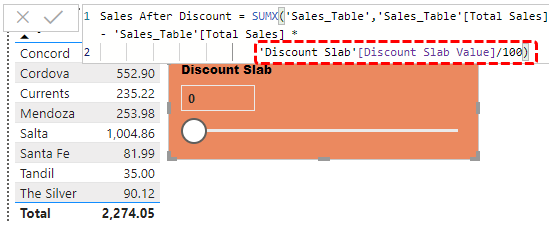 Мы должны умножить на «Discount Slab Value» из таблицы параметров «Discount Slab».