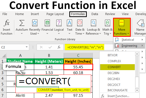 How To Use Convert Function In Excel To Convert Units 9730