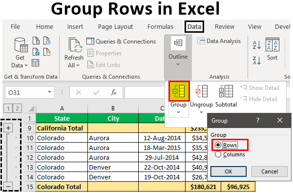 How To Group Rows In Excel With Expandcollapse Option 9948