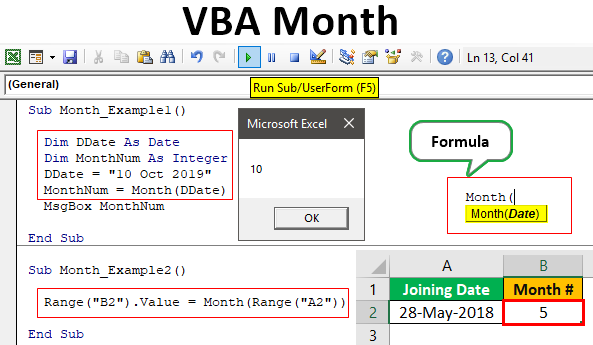 VBA Month Function | How to Get Month Number from Date?