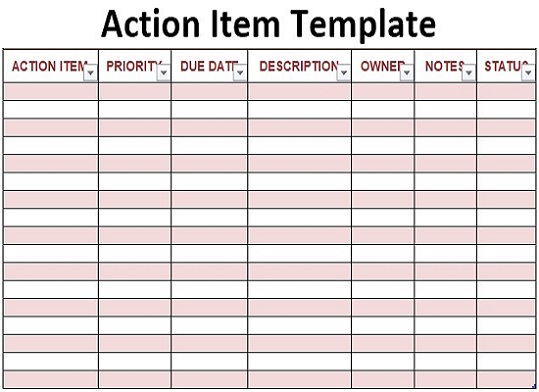 Action Item Template What Is It Example Components