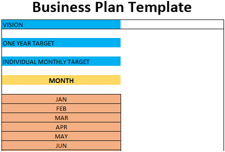 excel template for business plan