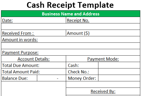receipt template excel free