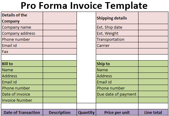 proforma invoice excel template