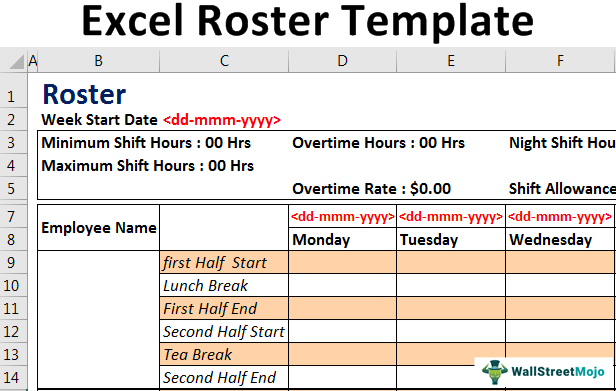 staff roster template excel free