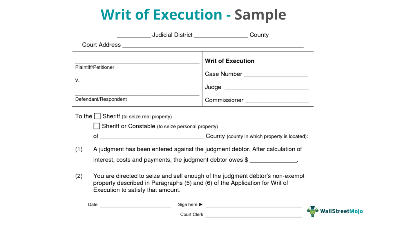 Writ Of Execution Form Ohio