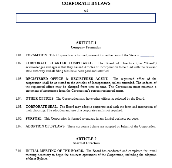 Corporate Bylaws What Are They Explained Examples Template 3345