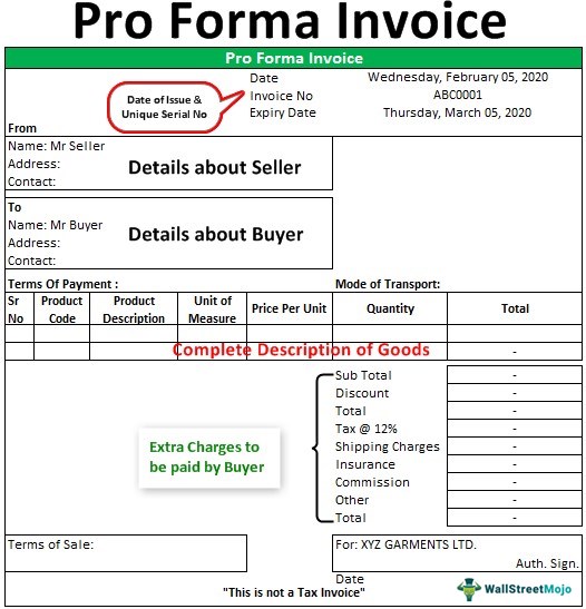 sample proforma invoice excel template
